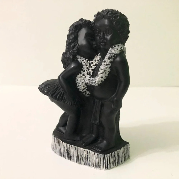 Vtg Frank Schirman Hula Girl Lei Boy Kehoni The Kiss Hawaii 6  Inch Tall Figure - Picture 13 of 16